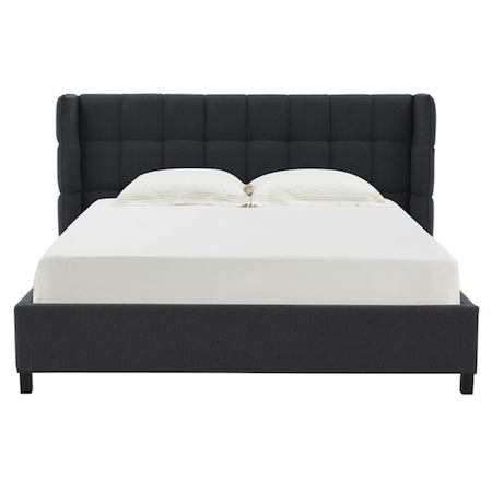 Safavieh SFV4753C-Q-3-3 Emerson Grid Tufted Bed, Dark Grey - Queen Size SFV4753C-Q-3/3